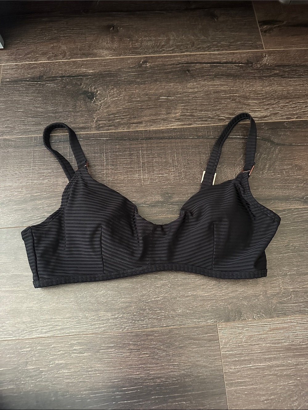 No Boundaries Black Ribbed Bikini Top